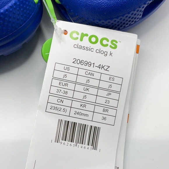 Crocs Classic Clog K, Blue Junior Size 5 - Picture 7 of 7